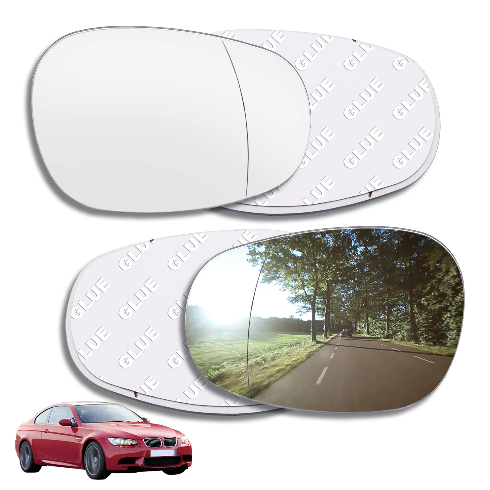 Car Side Door Wing Mirror Glass Stick On Without Based Plate Rearview For BMW E81 E90 E91 E92 325i 328i 335i 2009 2010 2011 2012