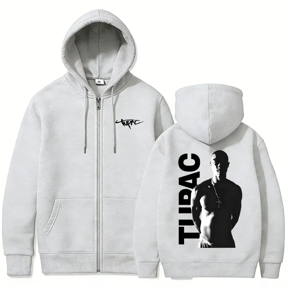 Rapper Tupac 2pac Zipper Hoodie Men Women Hip Hop Fashion Oversized Zip Up Jacket Men's Casual Vintage Hoodies Male Streetwear
