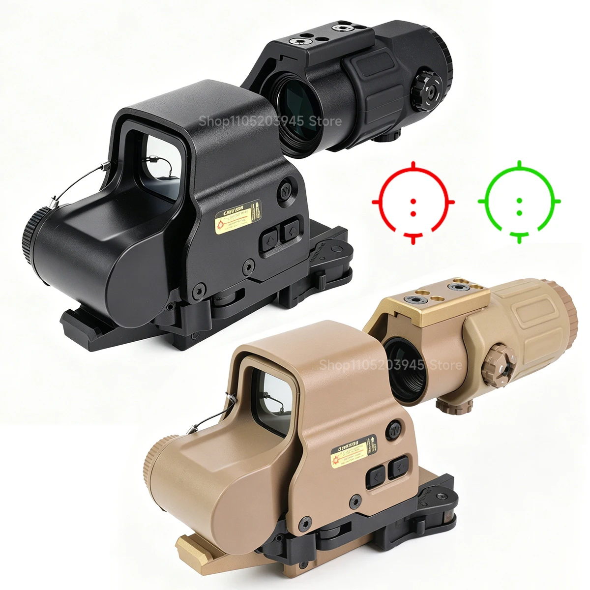EXPS3 558 Holographic Red Green Dot Sight Combination Height Increase FAST FTC G33 G45 Magnifier Flip Mount Optic Rifle ScopeX view 6