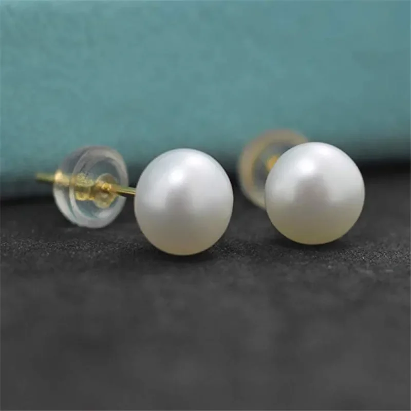 Naturalna perła słodkowodna stadniny kolczyki prawdziwe 925 Sterling Sliver kolczyki hodowane białe perły na kolczyki damskie biżuteria hurtowych