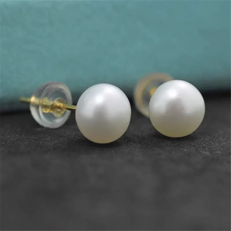 Natural Freshwater Pearl Stud Earrings Real 925 Sterling Sliver Earring Cultured White Pearl for Women Earring Jewelry Wholesale