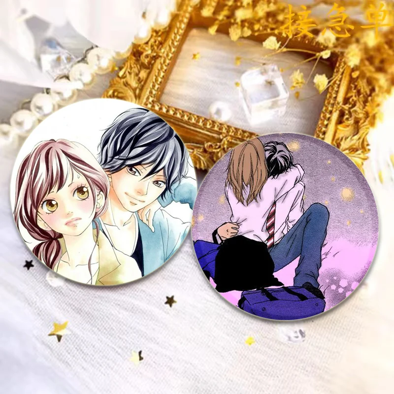 Blue Spring Ride Simple Button Pins Snap in Design Anime Brooches Daily Stylish Ornament Cartoon Badge Gifts for Friends Fans