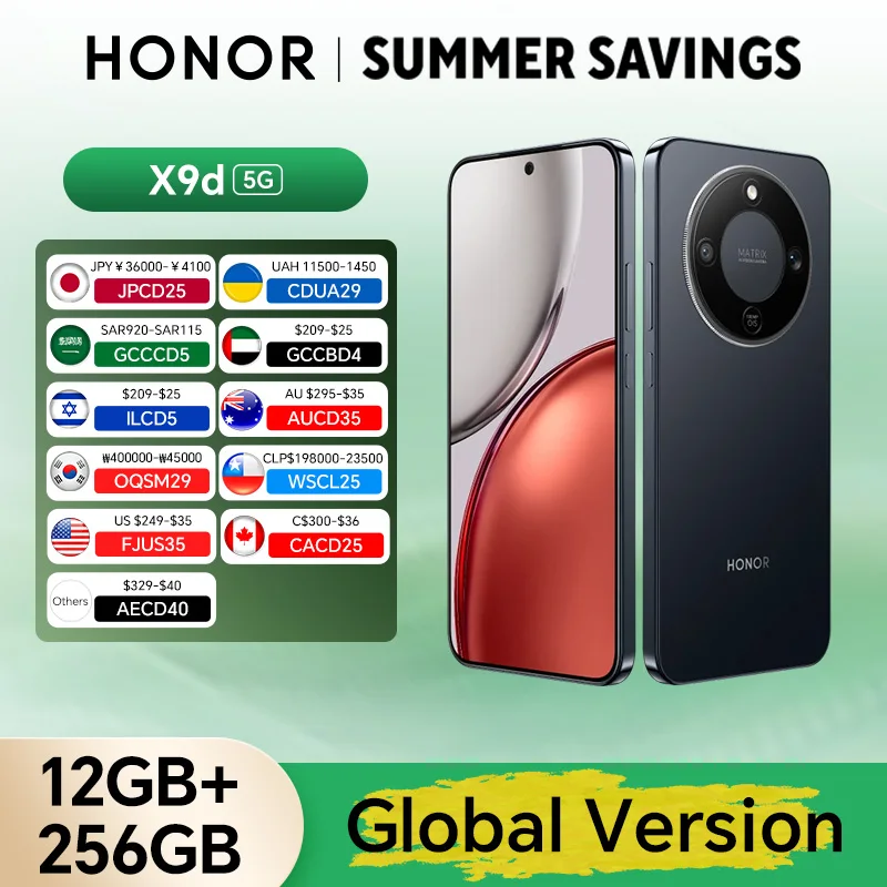 Global Version HONOR X9d 12GB+256GB/512GB 6.79'' 120Hz Screen Snapdragon 6 Gen 4 108MP AI Camera 8300 mAh 66W Super Charging