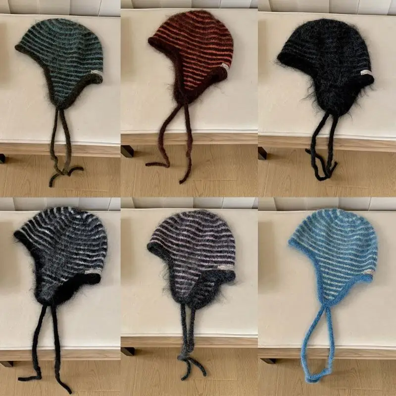 F3KC Dễ dàng chăm sóc Có thể giặt được Mũ đan sọc có nắp ca-pô Thiết kế nắp để làm sạch đơn giản và sử dụng thời gian dài