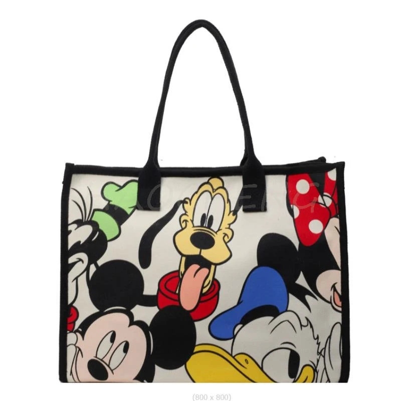 

Disney Mickey Large Capacity Canvas Tote Bags for Work Commuting Carrying Bag College Style Student Outfit Book Shoulder Bag