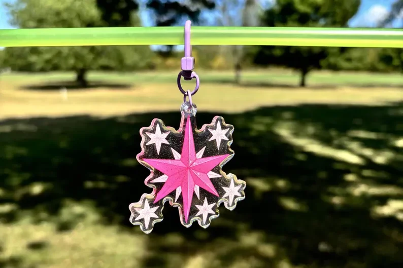 Glitter Cartoon Pony Symbol Acrylic Keychain Colorful Star Butterfly Apple Pattern Bag Pendant Kawaii Collectible Decor Gift