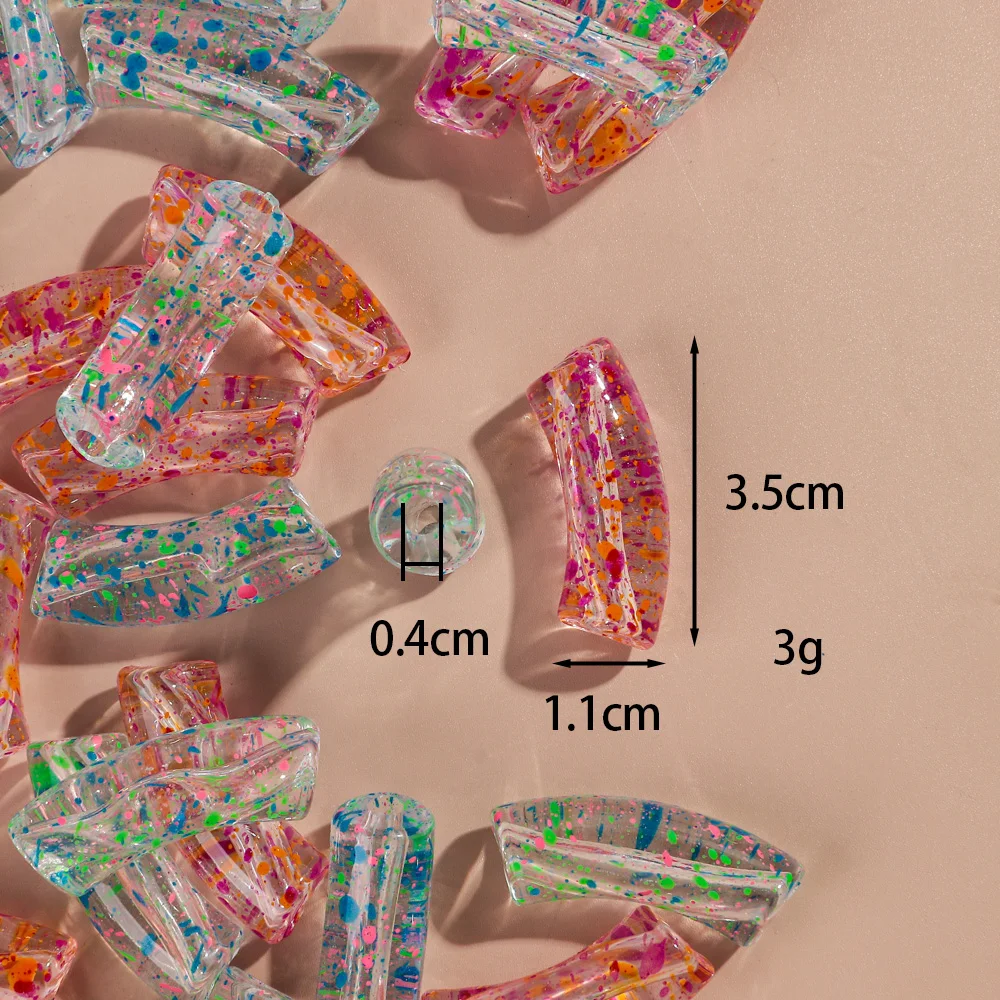 11mm 10pcs/lot Acrylic Transparent Colorful Inkjet Bamboo Tube Loose Beads for DIY Bracelet Necklace Making Jewelry Accessories