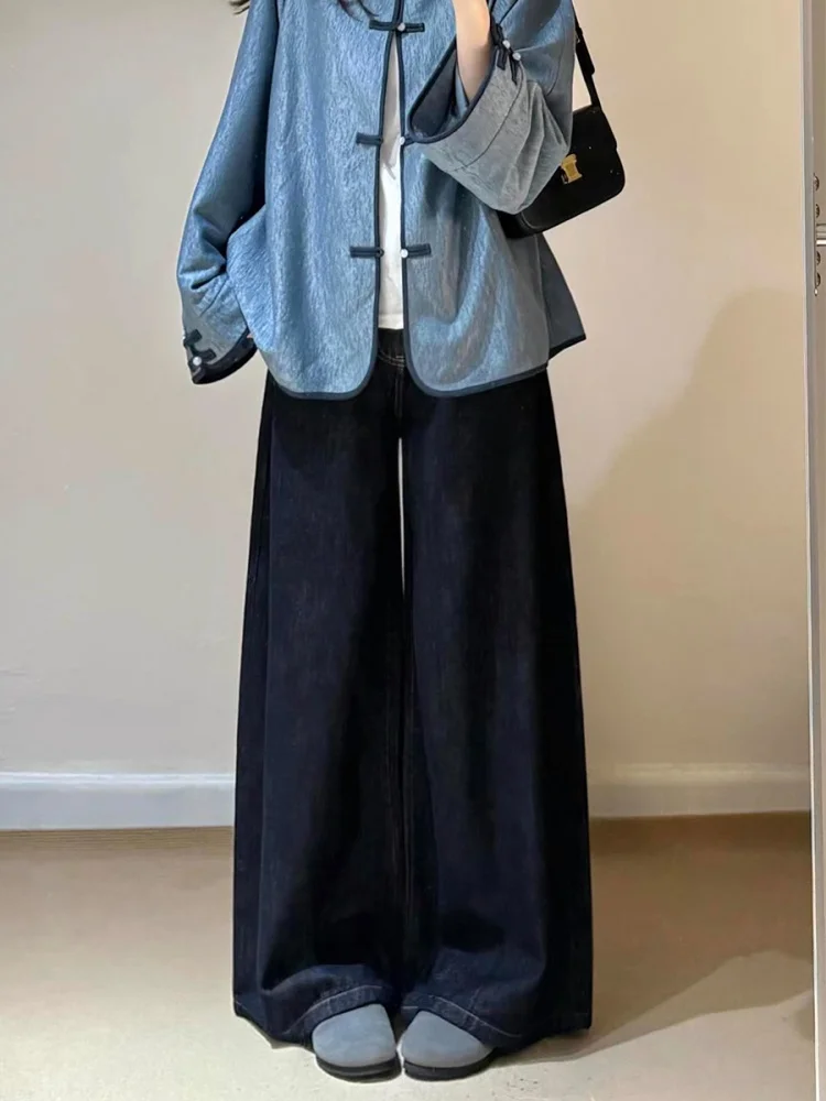 

Джинсы женские больших размеров с высокой талией, на флисовой подкладке, в американском стиле, свободные, широкие, в пол, осенне-зимние, утягивающие