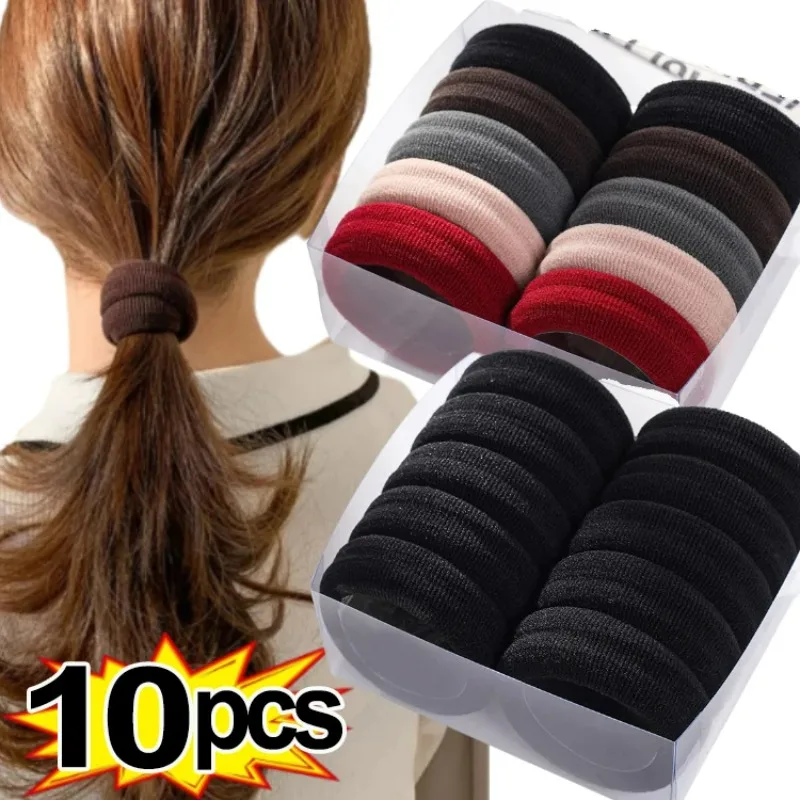 

10pcs/box Women Girl Simple Solid Width Scrunchies Rubber Bands Lady Soft Elastic Hair Band Female Fahsion Hair Accessories