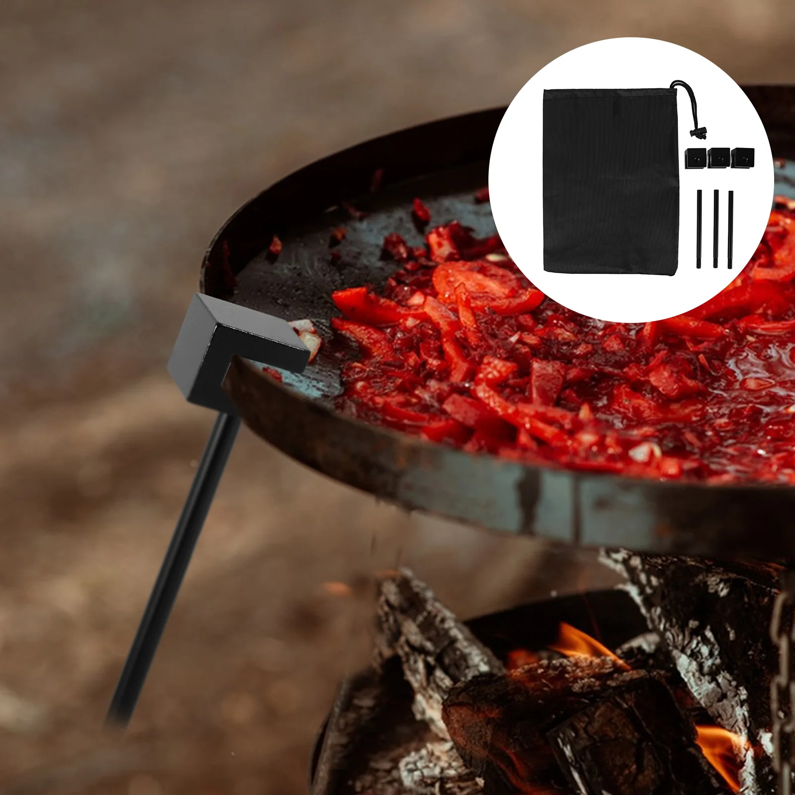

1 set Bbq Pan Aluminum Alloy Grilling Tray Holder Outdoor Rack Support Nonstick Baking Plate Stand Camping Accessories Black