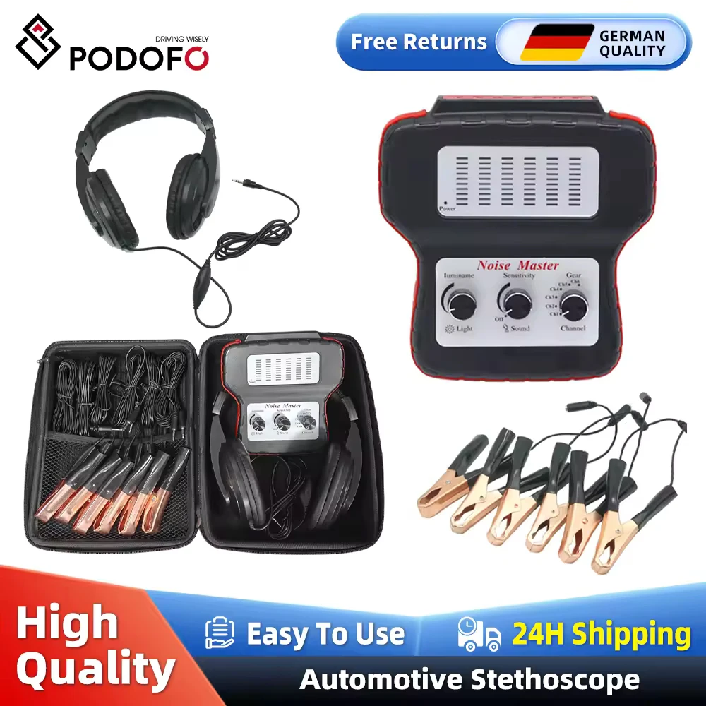 Podofo – Kit de Diagnostic de stéthoscope électronique, système de châssis, avec écouteurs, stéthoscope à Six canaux, testeur de son anormal