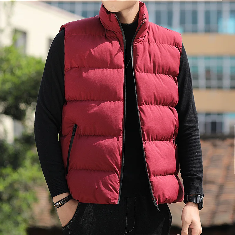 เสื้อกั๊กคอตตอนสำหรับผู้ชาย, ใหม่เสื้อแจ็กเก็ตมีสายสะพายไหล่ไซส์ใหญ่เหมาะสำหรับฤดูใบไม้ร่วงฤดูหนาว