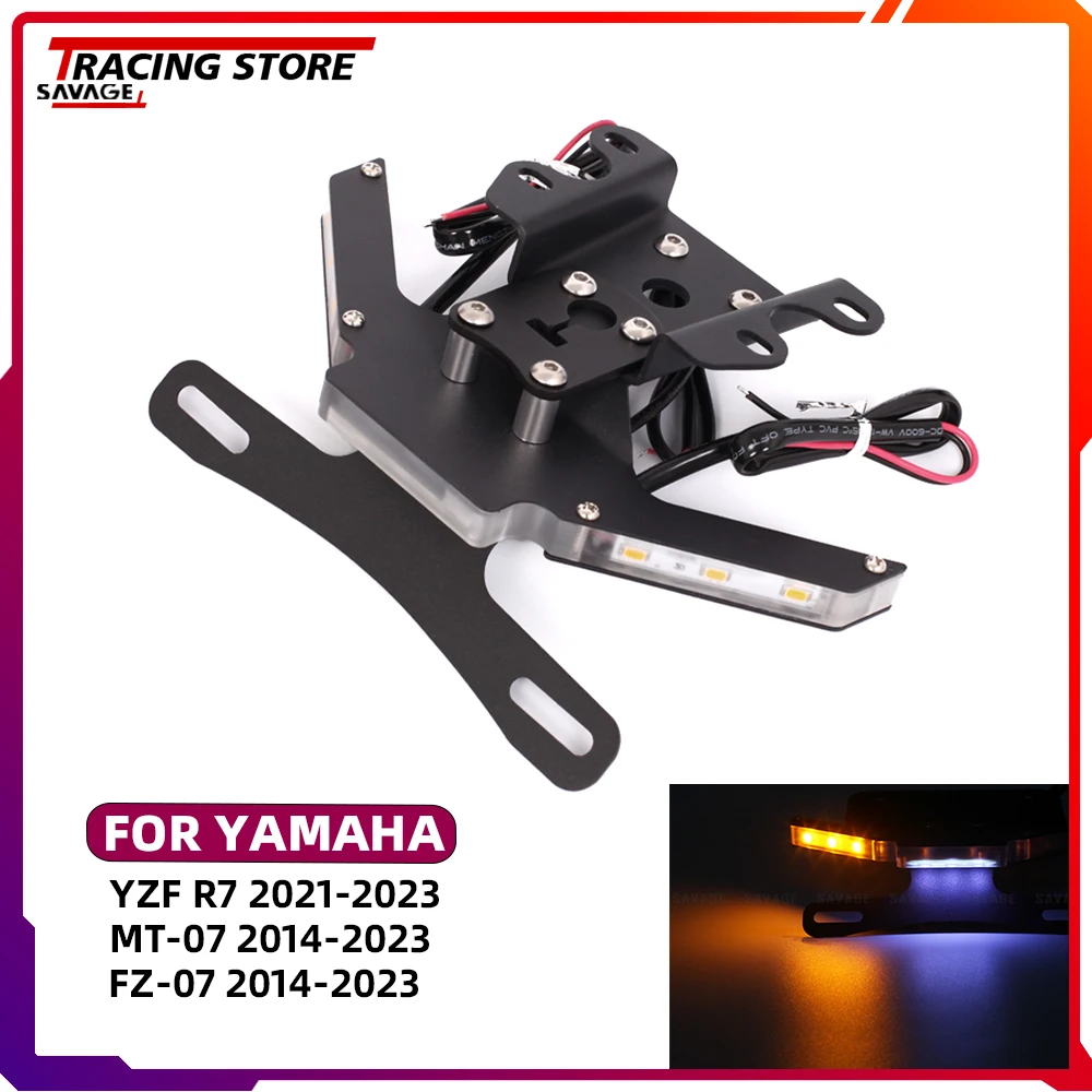 

MT 07 License Plate Holder Turn Signal LED Light For YAMAHA FZ07 MT07 YZF R7 Motorcycle Accessories Tail Tidy Fender Eliminators