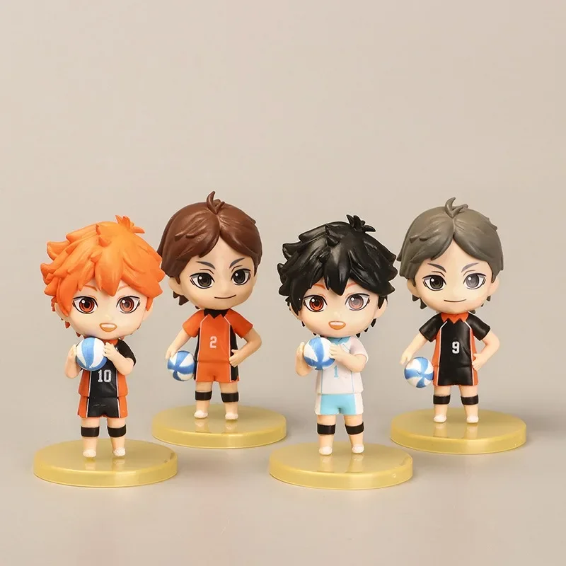 Hinata Shoyo วอลเลย์บอลอะนิเมะรูป 4 ชิ้นชุด Poseable ของเล่น Gacha สะสมชั้นวางของตกแต่งของขวัญอินเทรนด์