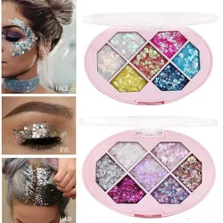 7 Colors Face Glitter Diamond Sequins Eyeshadow Five Pointed Star Fragment Moon Eyeshadow Shimmer Pigment Eyebrow Makeup Palette