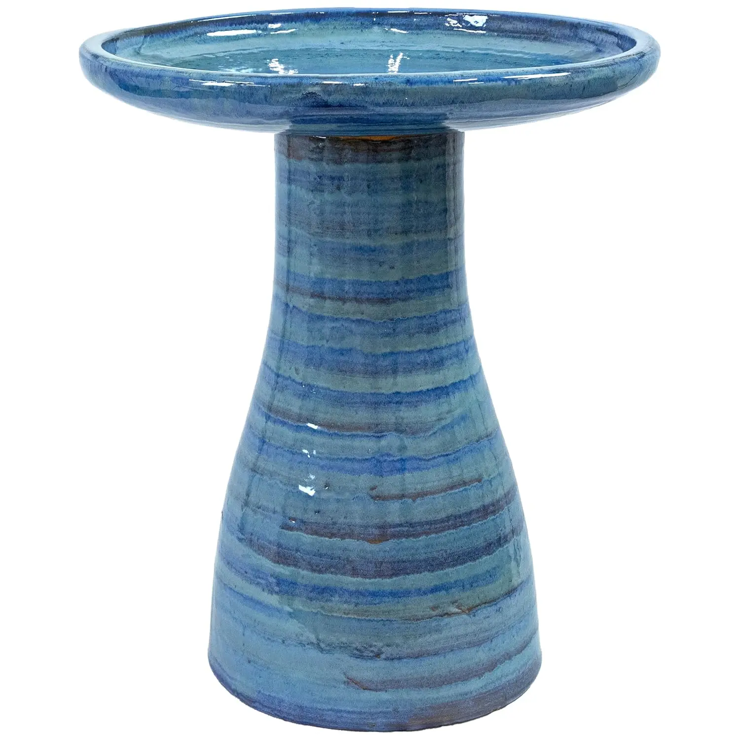 Sunnydaze Ceramic Bird Bath, Weather-Resistant Finish, 21” H, Cloud Swirl, Customized
