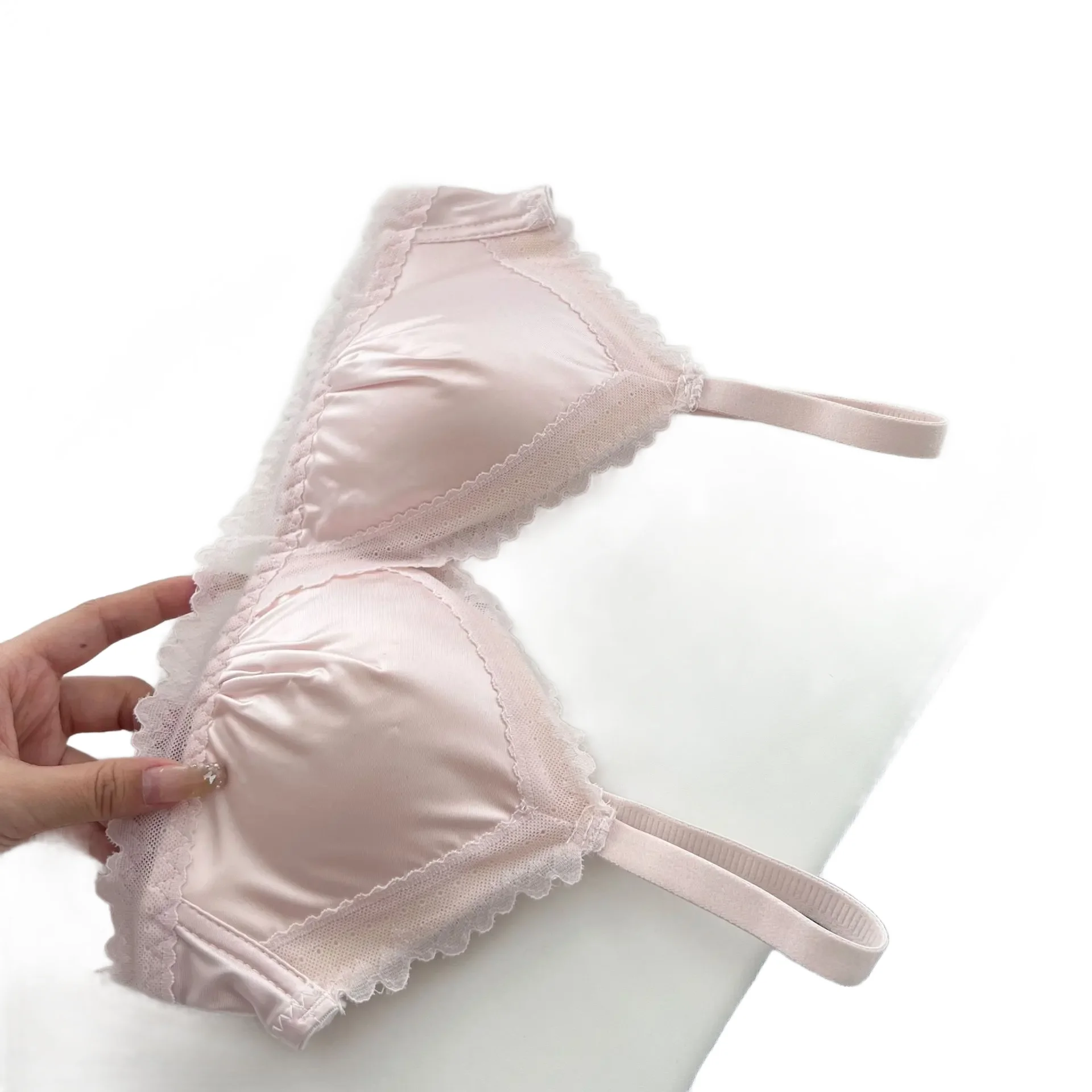 KUCLUT Lace Bra Set Teenage Thin Section Underwear Female Satin Lace Sweet Pure Desire Gathered Anti-Sagging Triangle Cup Bra