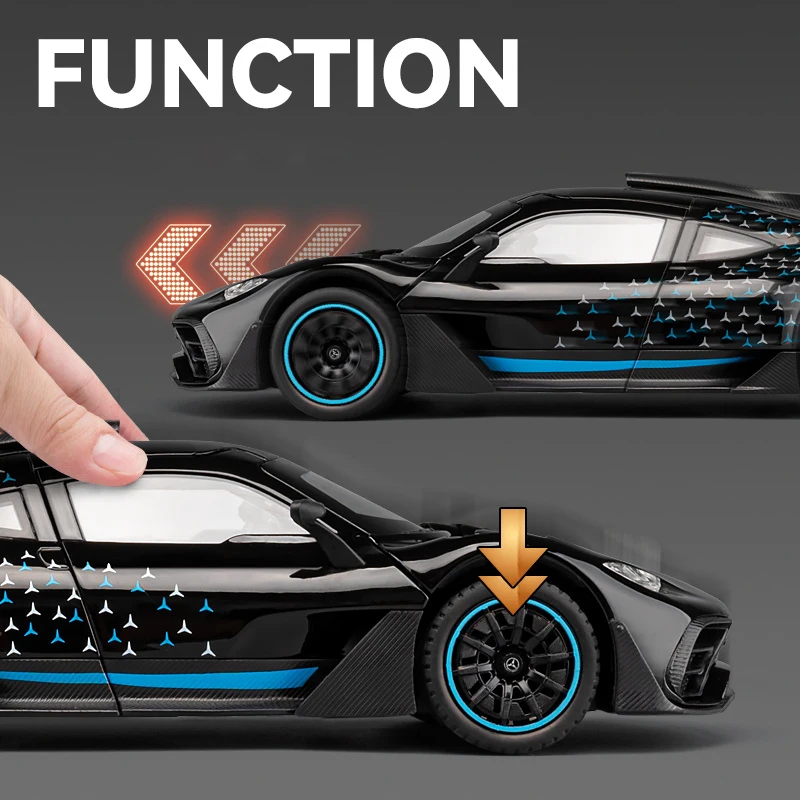 1:24 ONE AMG Supercar Legierung Automodell Sound und Licht Zurückziehen Kinderspielzeug Sammlerstücke Geburtstagsgeschenk