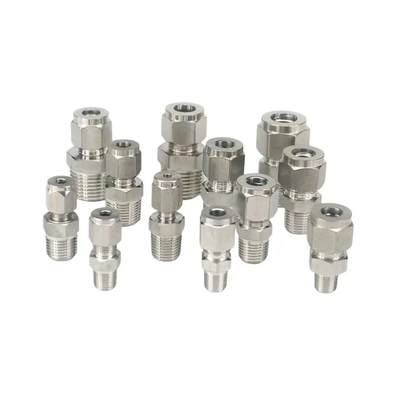 Adattatore ghiera 1/8 "1/4" 3/8 "1/2" 3/4 "NPT maschio misura 3-20mm OD tubo 304 manicotto in acciaio inossidabile compressione pneumatica 58 Bar