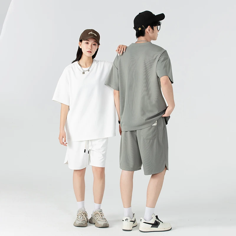 Summer Thin Shorts Short Sleeve Set New Men\'s High Quality Casual Fashion Comfortable Loose Outdoor Sports Fitness Couple Set