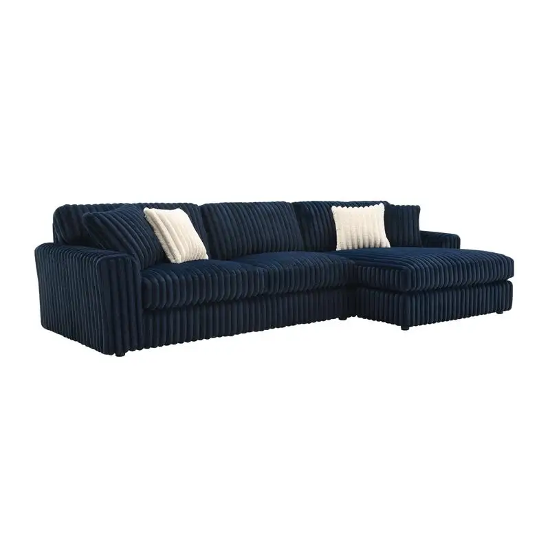 أريكة مقسمة من سروال قصير أزرق بريتون مع 4 وسائد - جلوس أنيق ومريح في غرفة المعيشة #5