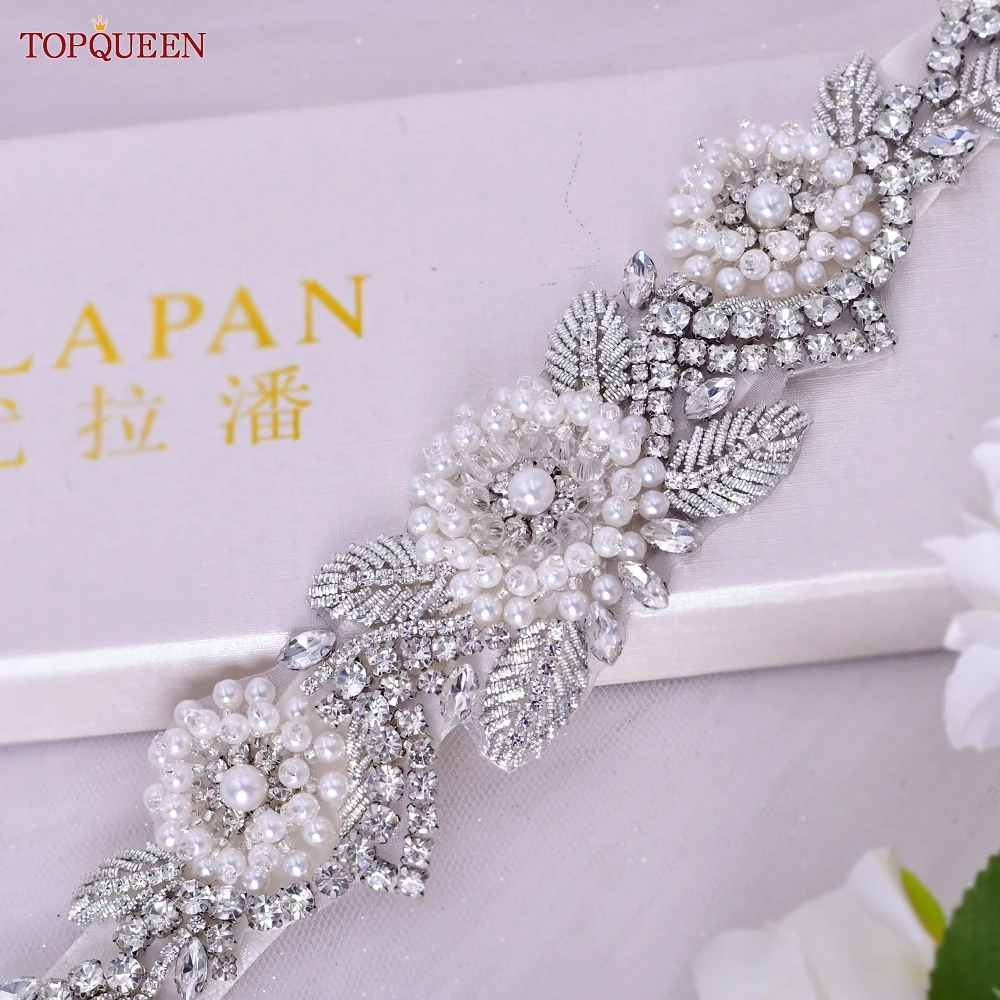 TOPQUEEN S70 Cưới Phụ Kiện Nữ Cô Dâu Đầm Dây Ngọc Trai Sang Trọng Bạc Ren Hình Hoa Đầm Nữ Đảng