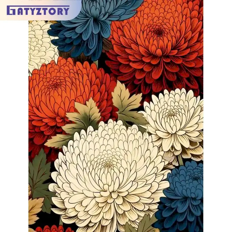 

GATYZTORY Abstract Painting by numbers Canvas painting Colourful Flowers DIY Coloring by numbers Adults crafts Home decor