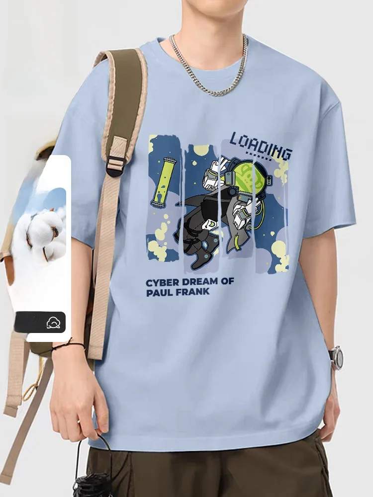 

M ort Sve T-irt Pure Cotton American Sle Summer Casual Large Mouth Monkey Print Breathable round Ne
