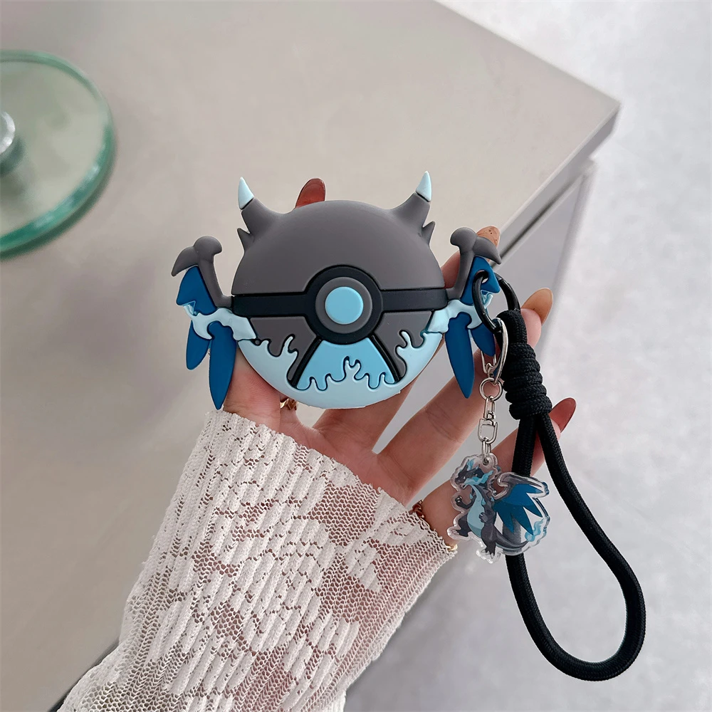 Bandai Custodia per auricolari 3D Charizard Poké Ball Pocket Monsters Pokemon per Airpods 4 Pro 3 2, cover protettiva per cuffie Bluetooth wireless