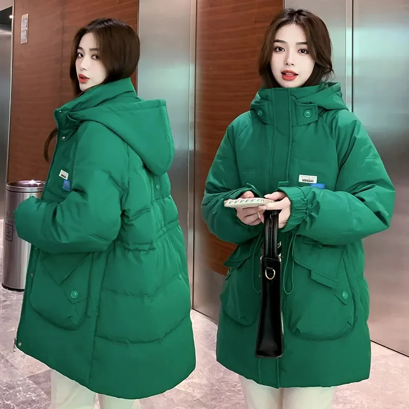 

Plus Size Down Cotton-Padded Coat Women Parkas Long Winter 2025 New Warm Cotton Padded Jacket Outcoat Hooded Overcoat Female Top