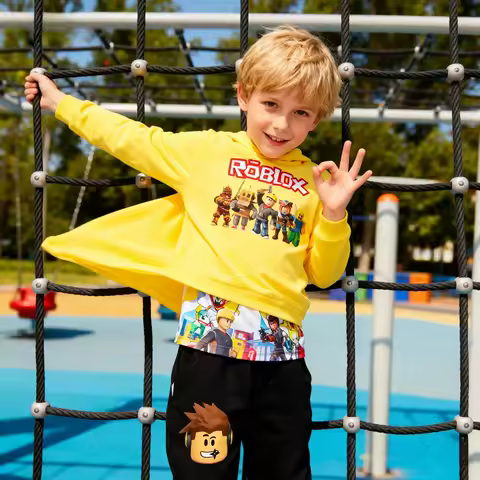 ROBLOX Game 2-16 Years Harajuku Fashion Pullover Tops+Pant Suit Children Boy Autumn Winter Outfits Girls Hoodie Sets