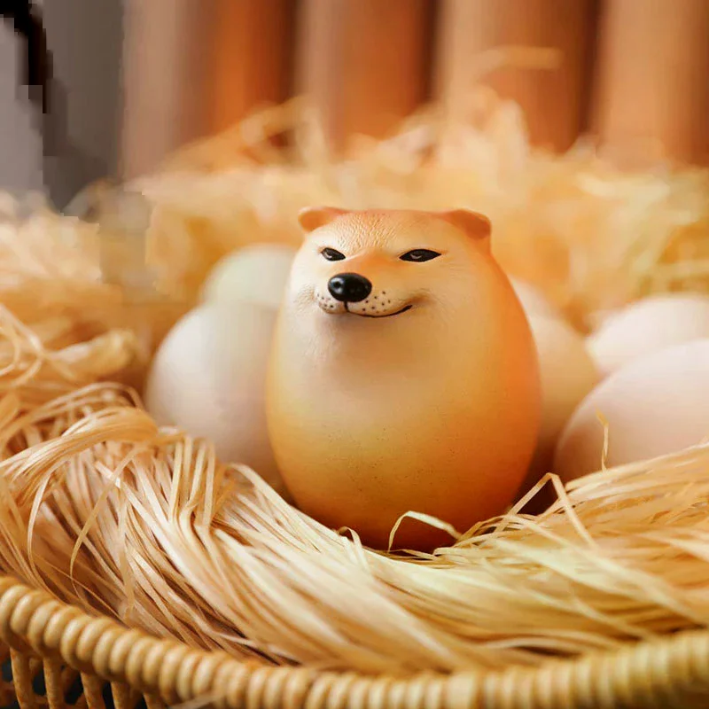 Creative Shiba Inu Realistic Egg Shape Pvc Desk Decor Dog & Egg Union Decorations for Home Offices Fun Christmas Gifts