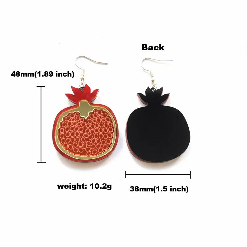 Trendy Fruit Mirror Red Pomegranate Pendant Acrylic Dangle Earrings For Women Creative Fashion Jewelry Gift