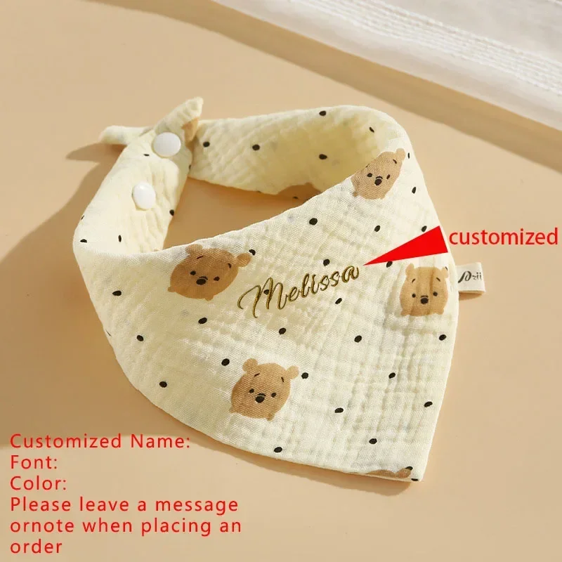 Personalized Gift Baby Triangle Scarf Custom Baby Bib Clothes Baby Girl Bibs For Kids Boy Saliva Towel Newborn Infant Bear Bib