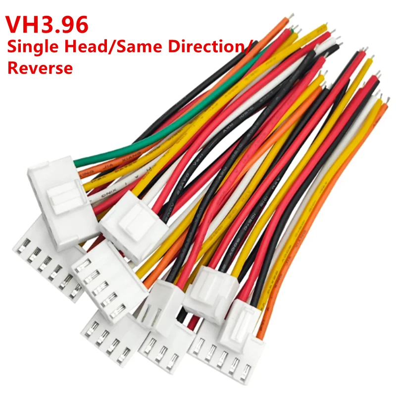 5Pcs VH3.96 MM Pitch Female Housing Plug Sing/Double Head Connector 3.96mm 2P/3/4/5/6/7/8/9/10/11/12 Pin Wire Length 10/20/30CM