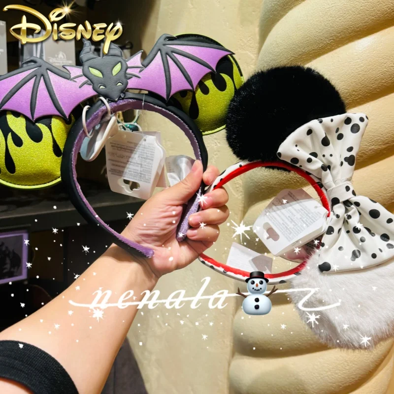 2025 ديزني ميني سماعة أذن للنساء ديزني لاند هيرباند ميكي الكبار/الطفل الجلود أفخم الترتر تأثيري الشعر هوب الفتيات
