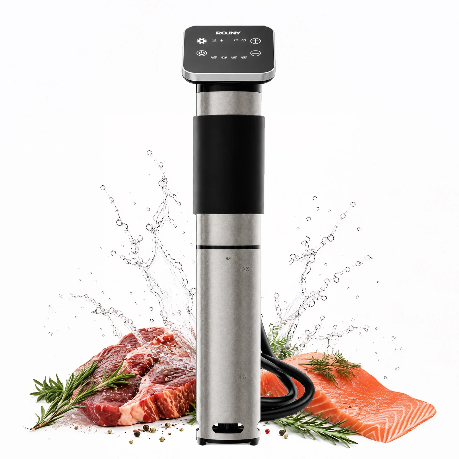 ROUNY Tender 1 Sous Vide Cooker, 1300W IPX7 waterdichte immersiecirculator met aanraakbediening en timer voor steak en thuis koken
