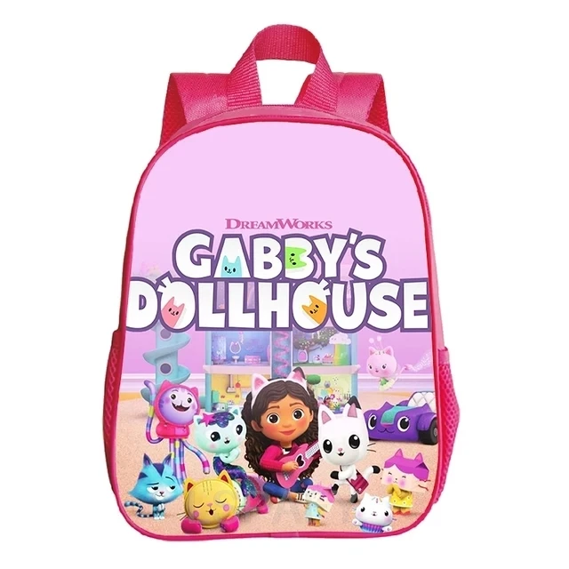 Mochila infantil com estampa Gabby\'s Dollhouse, mochilas escolares impermeáveis, bolsa para meninas, pré-escolar infantil fofa