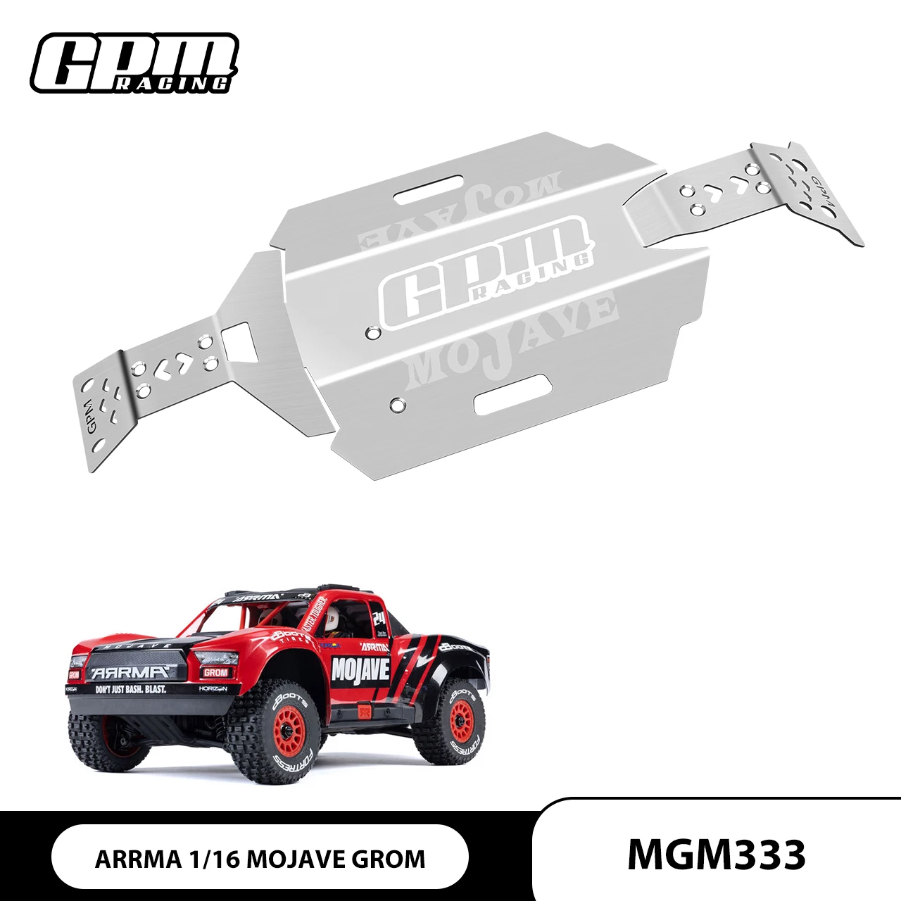 GPM ARRMA 1/16 MOJAVE GROM  For STAINLESS STEEL CHASSIS SKID KIT