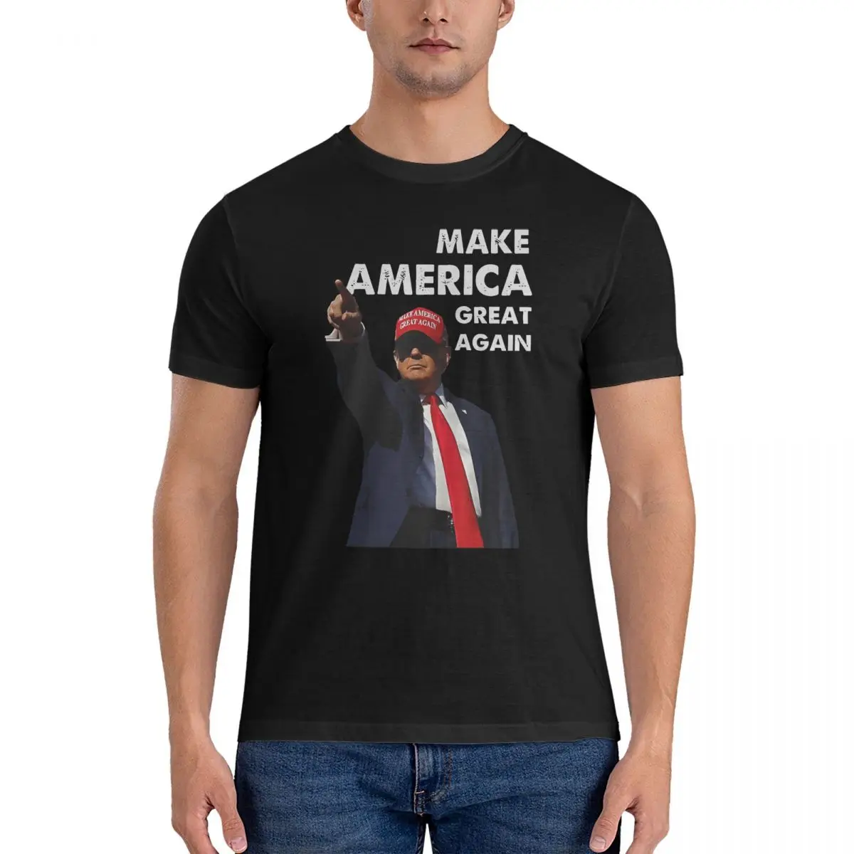 Men Make America Great Again T Shirt 2024 Trump Shooting 100% Cotton Clothes Leisure Short Sleeve Round Neck Tee Shirt