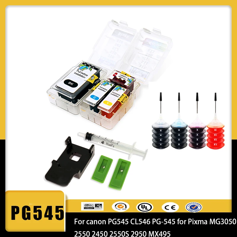 Refillable PG545 CL546 for Canon smart cartridge rifll PG545XL PG 545 Pixma MG2950 MG2550 MG2500 MG3050 MG2450 MG3051 MX495