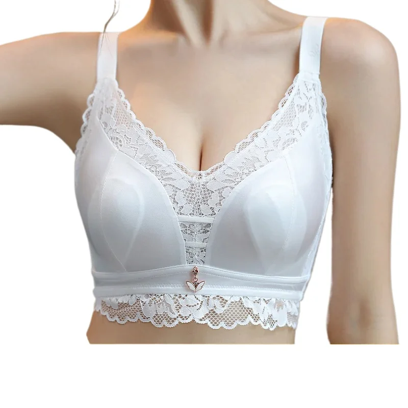 KUCLUT Women Full Figure Wire Free Plus Size80-110BCDE Bra Non Padded Minimizer Ultra Thin Sexy Rabbit Ears Fixed Full Cup