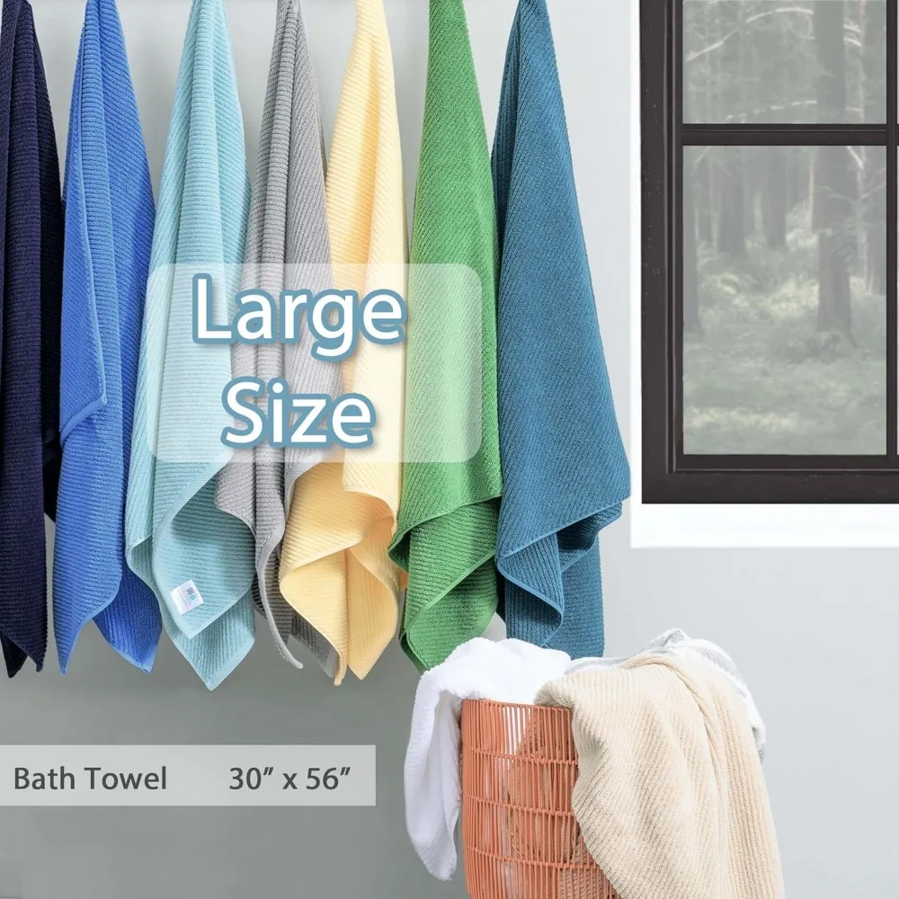 مجموعة مناشف حمام كبيرة مصنوعة من القطن بنسبة 100% - مقاس 30 × 56، سريعة الجفاف، خفيفة الوزن، سميكة وناعمة، ماصة لتجربة الاستحمام المريحة #4