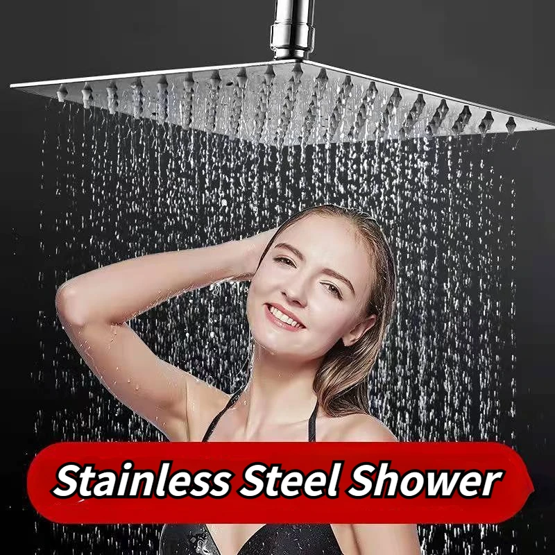 Shower Bathroom Stainless Steel Shower 360° Rotatable Adjustable Shower 20*20cm Square Shower Practical Bathroom Accessories