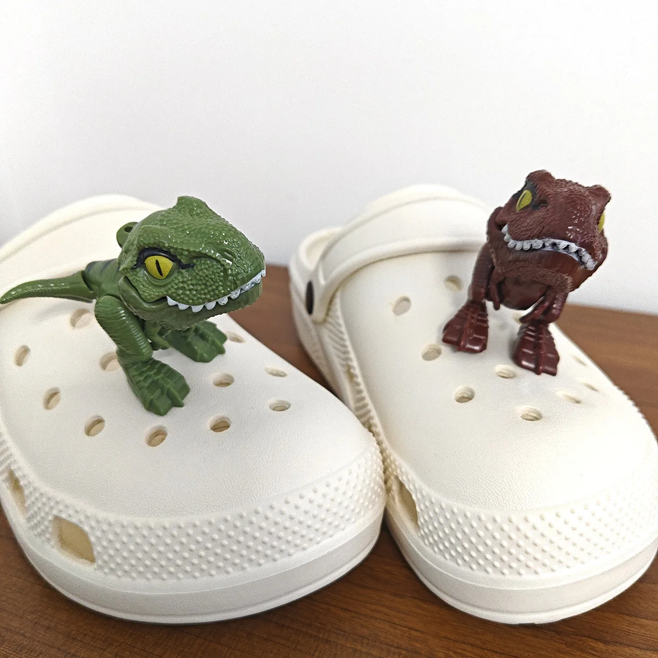 Funny Dinosaurs Shoe Charms for Crocs Kids Movable Joints Model Sandals Decoration Clogs Pins Boy Girl Gifts Slipper Accessories