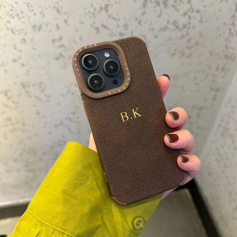 

Персонализированный чехол для iPhone 16, 15, 14, 13, 12, 11 Pro Max, индивидуальное имя с инициалами, роскошный чехол из искусственной кожи с мягкими 3D буквами 16 15 14