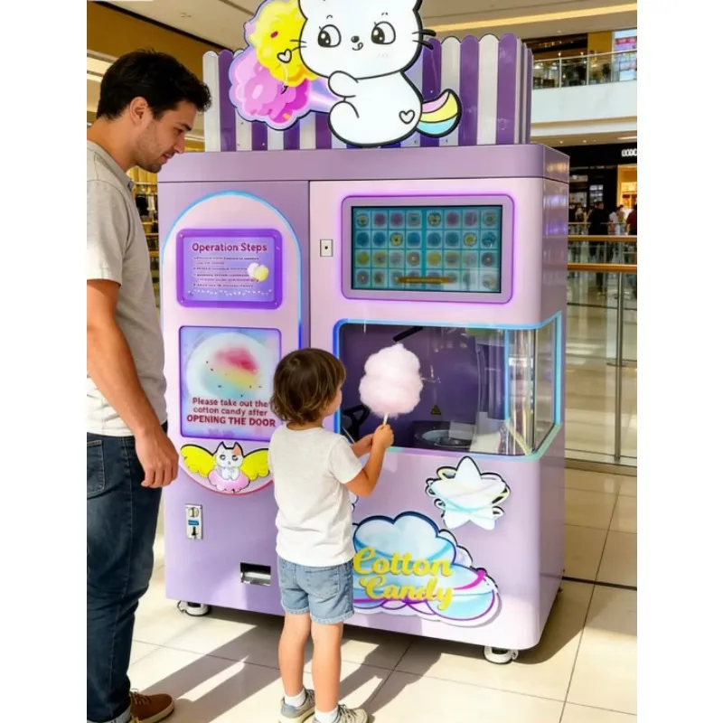 New 24 Hours Smart Vending Fully Automatic High Productivity Cotton Candy Machine with 60pcs/h Capacity