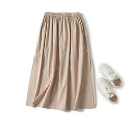 TRAF Long Flounced Flared Midi Skirt Casual Commuter Style Elastic Waist Long Flared Half Skirt Autumn New Female Chic Skirts