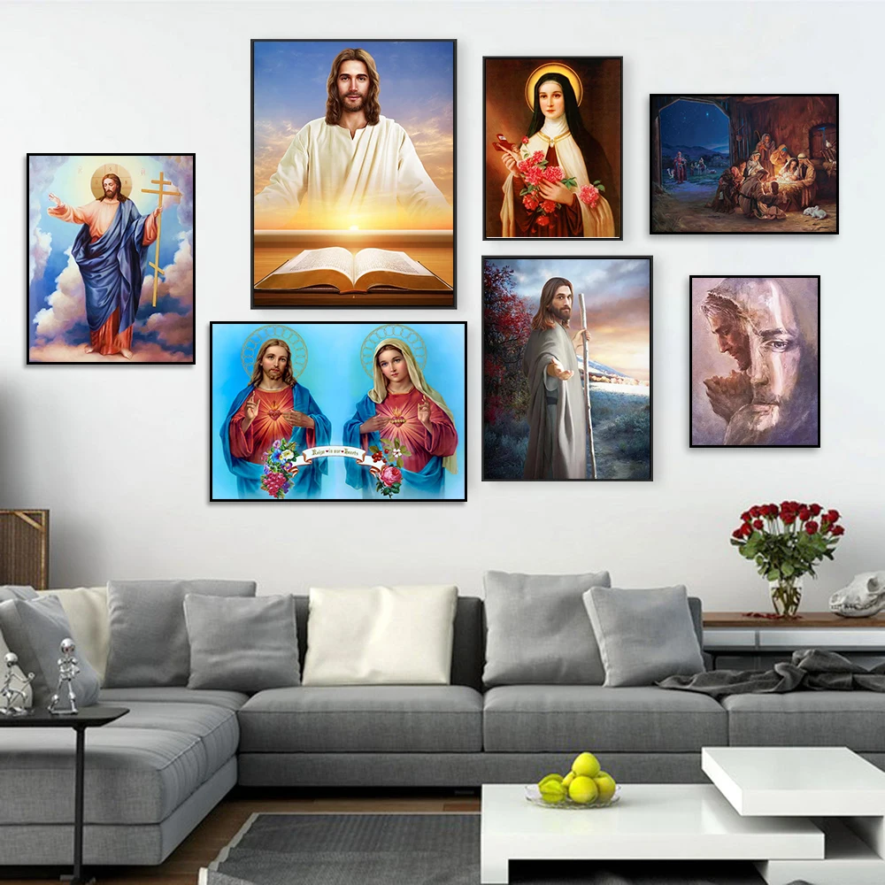 

Jesus Poster and Prints Christian Canvas Painting Wall Art Pictures for Living Room Bedroom Home Decoration Gifts