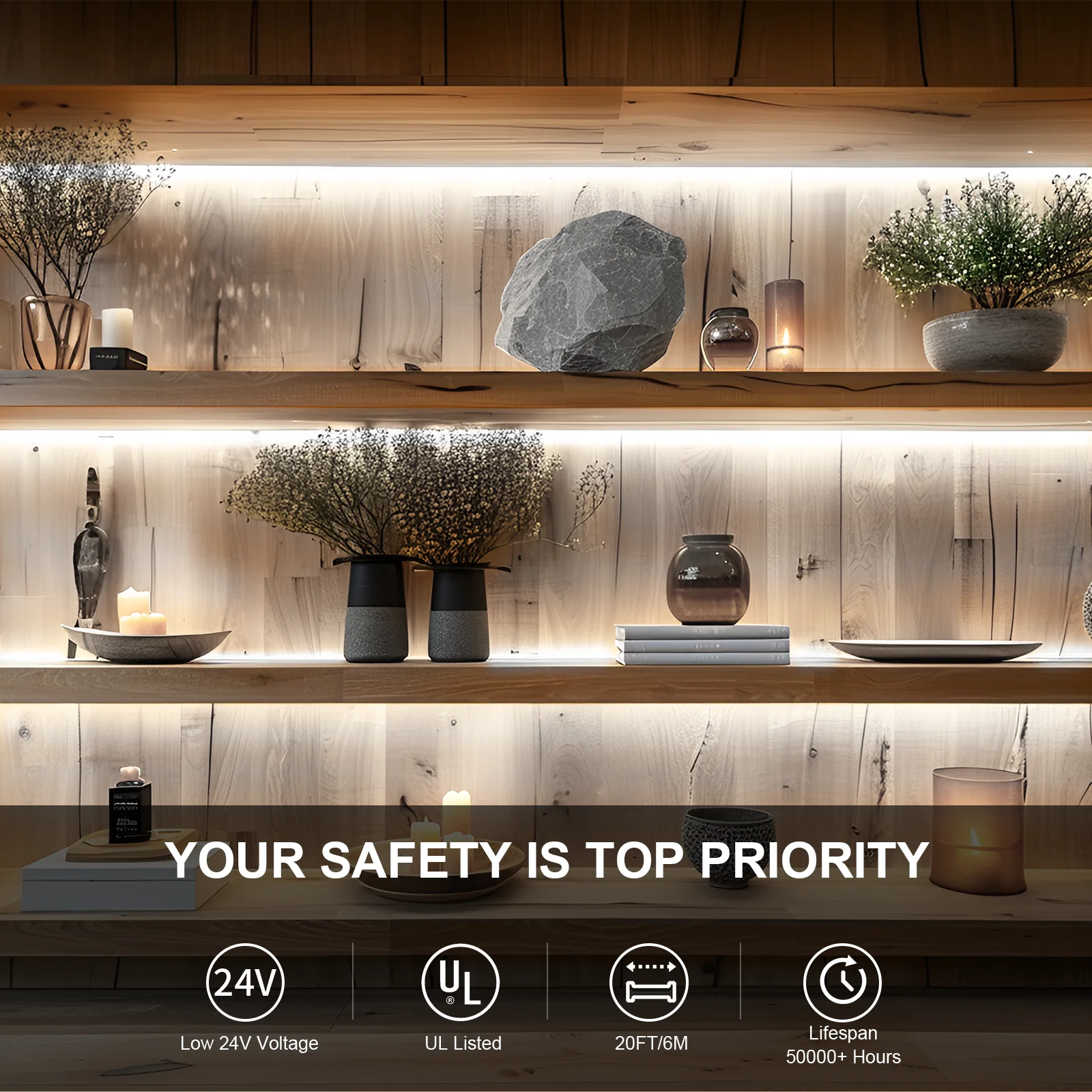 COB LED Strip Light 6M 324 480leds/m Warm/Natural/Cold White High Lumen RF Remote LED Strip for Bedroom Kitchen Projects Decor